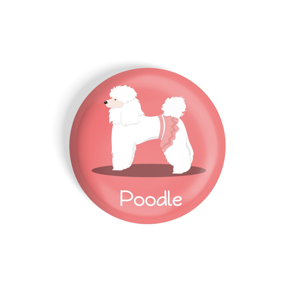 dhcrafts Round Fridge Magnet Red Color Poodle Pet Dog Glossy Finish Design Pack of 1
